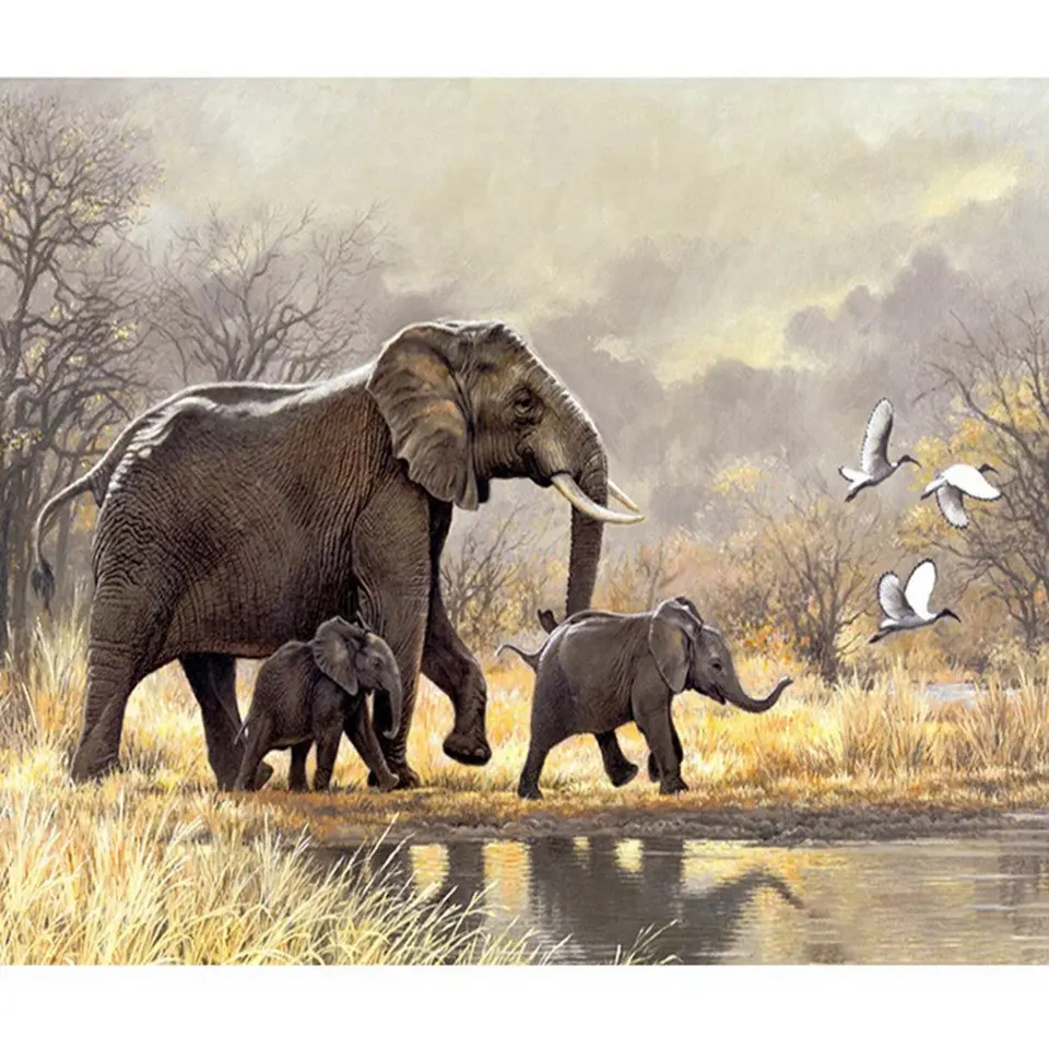 

NEW5D diamond painting handmade DIY embroidery cross stitch full square custom photo "Animal Elephant" wall home decoration gift