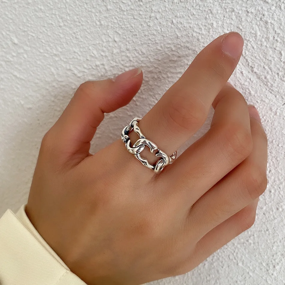 

Оригинальные Ретро ювелирные изделия из стерлингового серебра S925 пробы с замкнутыми овальными открытыми кольцами для диморфизма Регулиру...