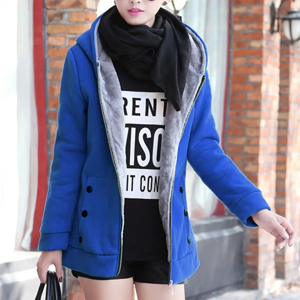 

2021 Autumn Winter Casual Warm Thick Hoodies Fashion Fleece Zipper Women Hooded Sweatshirt Plus Size S-4XL Women Clothing
