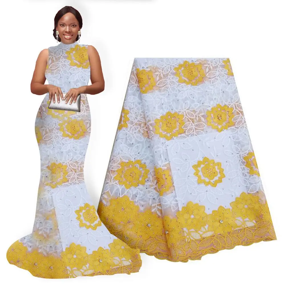 Элегантный бордовый вино оптовая продажа Свадебный нигерийский кружевной ткани