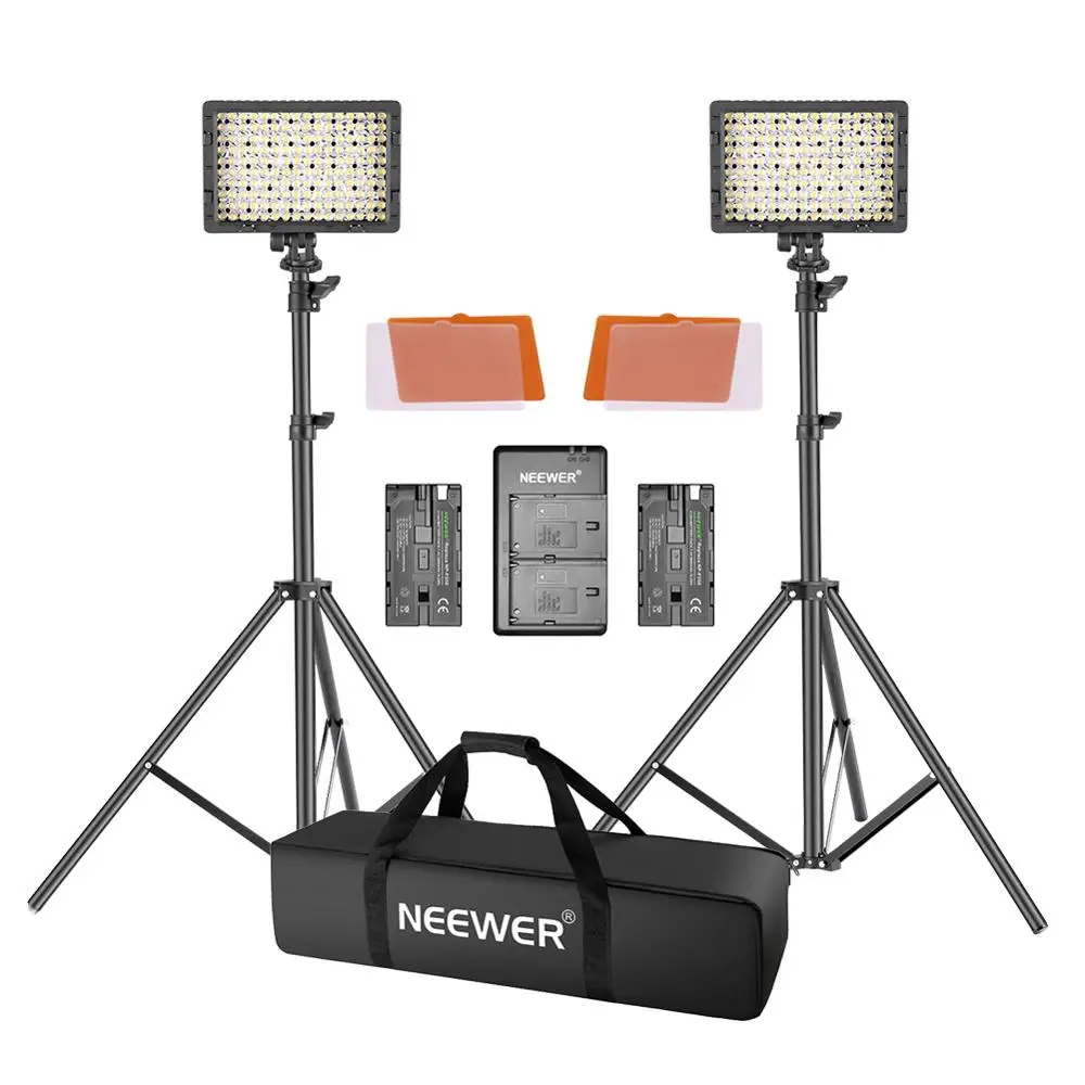 Neewer 2 упаковки CN 160 светодиодный светильник видео и стоячий ing Kit Диммируемый
