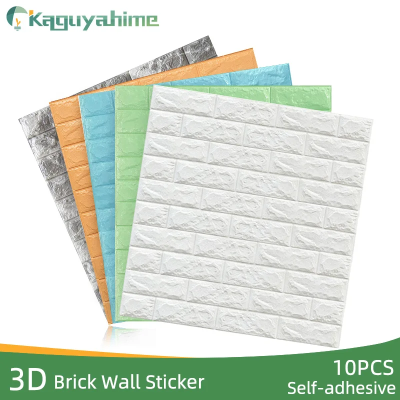 

Kaguyahime 3D Brick Wall Stickers 10pcs/lot DIY Decor Waterproof Self-Adhesive Wallpaper For Kitchen Bedroom Foam Wall Sticker