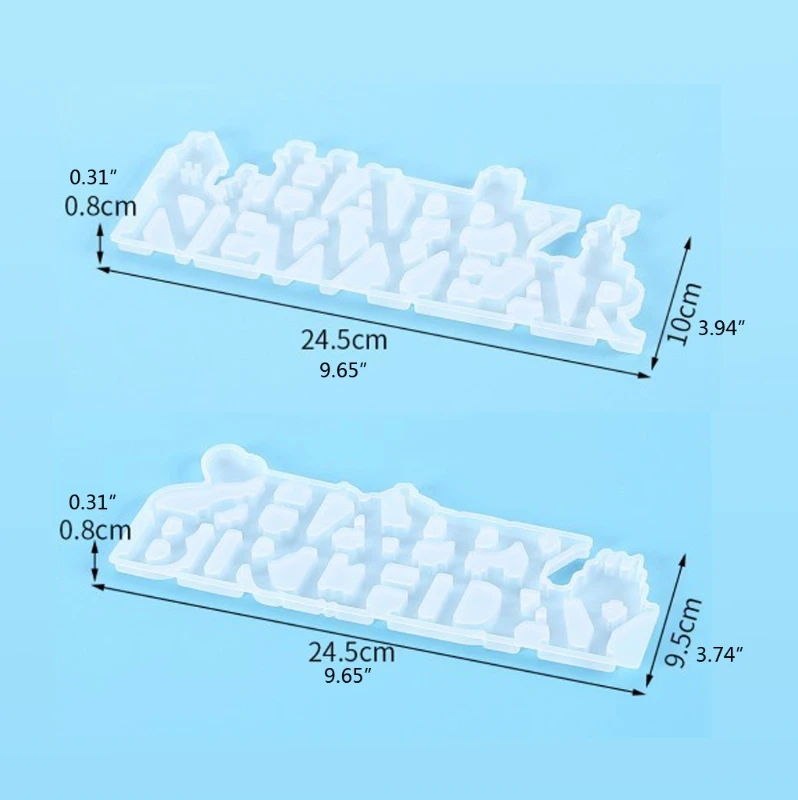 

D2TD DIY Happy Birthday Happy New Year Resin Casting Mold 2021 Good Wishes New Year Letters Silicone Mold Art Craft Tools