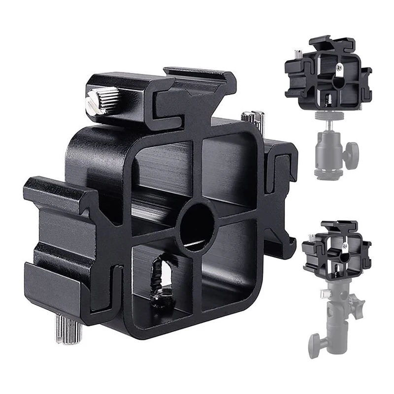 Тройной Горячий башмак Кронштейн холодный светильник Speedlite подставка держатель