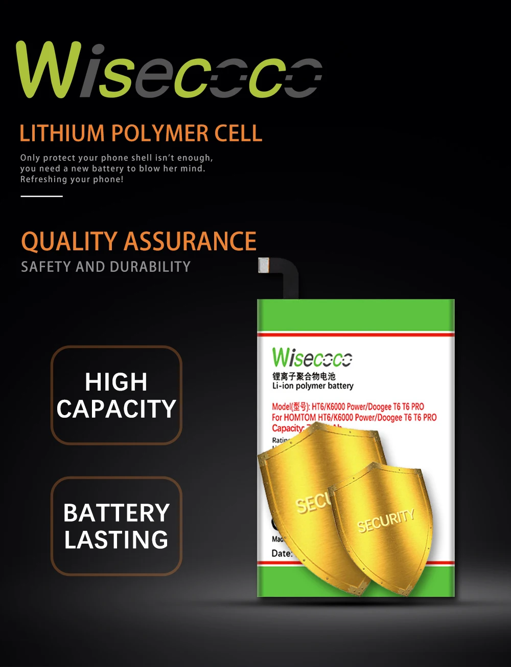WISECOCO 7700 мАч аккумулятор Для DOOGEE T6 T 6 PRO/HOMTOM HT6/Oukitel K6000/Ulefone power Phone продукт+ номер отслеживания