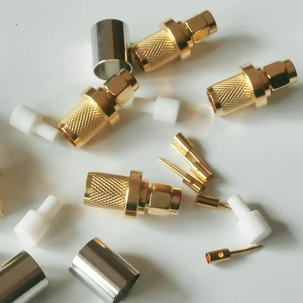 

10X Pcs RF Coax Connector SMA Male Jack Crimp for LMR400 RG8 RG213 RG214 RG165 7D-FB Cable Plug GOLD Plated High-quality