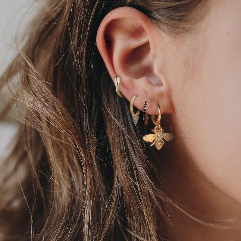 ROXI медный со змеиным рисунком Пчелы серьги-кольца с крестиком для женщин обувь