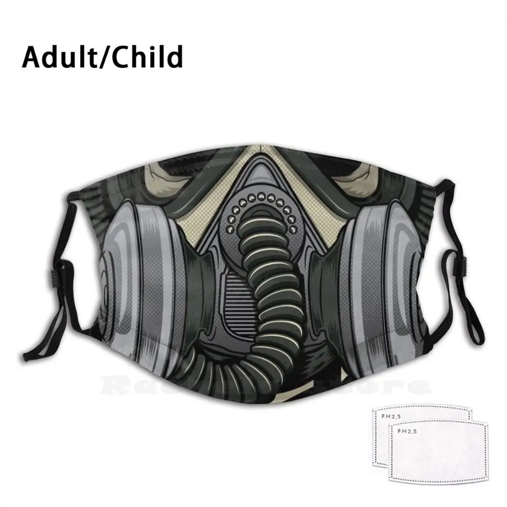 

World War Mask Print Washable Filter Anti Dust Mouth Mask War World War Apocalypse Black Gas Oxygen Vector Skin