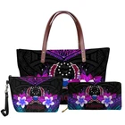3 шт., набор женских сумок Pohnpei, племенной цветок, гибискус, роскошная дизайнерская сумка для женщин, кошельки и пляжный клатч