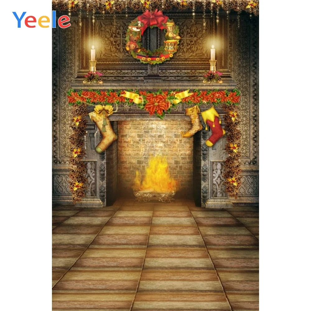 

Рождественский фон камин Новорожденный ребенок душ Дети День Рождения фотография фон для фотостудии фотосессия Фотофон