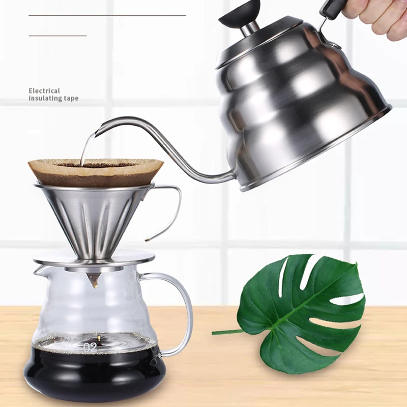 

1L/1.2L Drip Kettle Thermometer Pour Over Coffee Tea Pot Stainless Steel Kettle