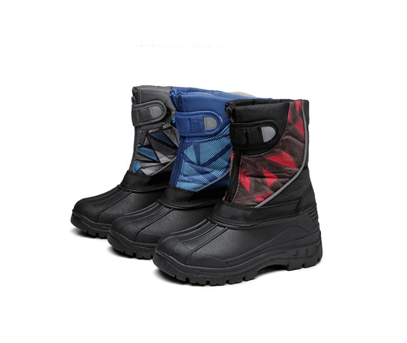 SKHEK New Children Snow Boots Girls Shoes Kids Winter PU Leather Boots Fashion Plush Water-Proof Boys Sneakers 945