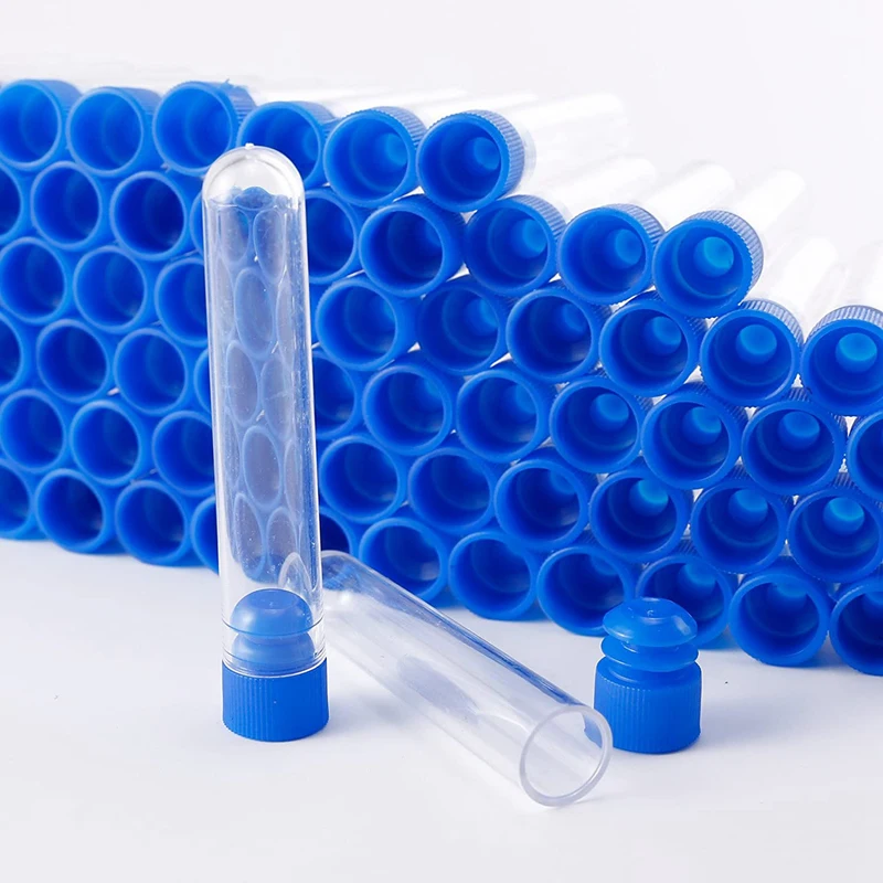200 шт прозрачные пластиковые пробирки с синими винтовыми колпачками образцы