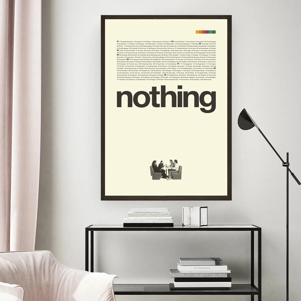 

SEINFELD Inspired Poster, Nothing, Minimalist Wall Pictures, Modern, Black and White, Canvas Painting, Office Decor