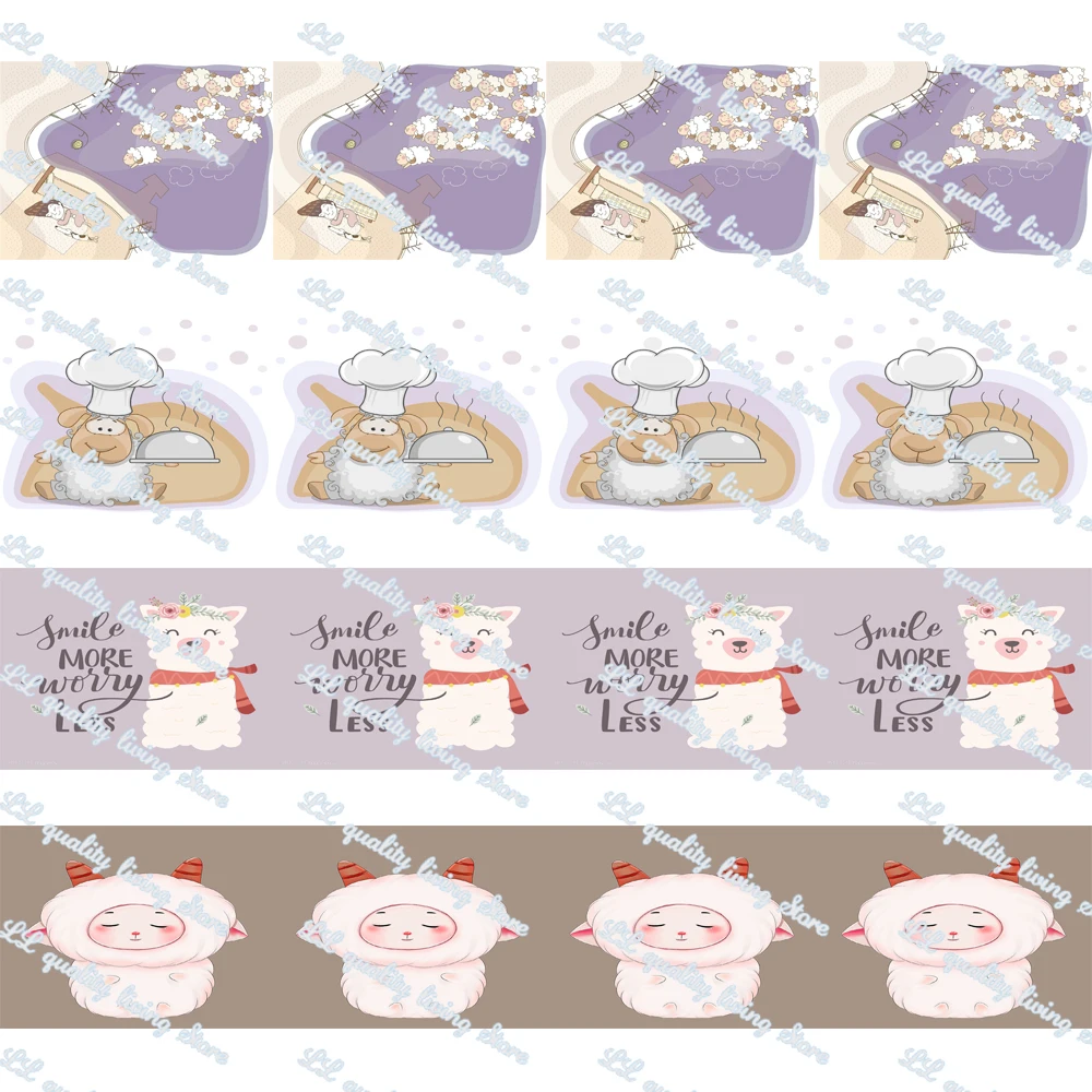 

WL 1' Cute Sheep Printed Grosgrain Ribbon Diy Wedding Birthday Party Decoration Hair Accessories Gift Wrapping Animal Collar