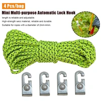 4 pcsbag camping automatic lock hook tent hook mini multifunctional self locking hook free knot camping accessories