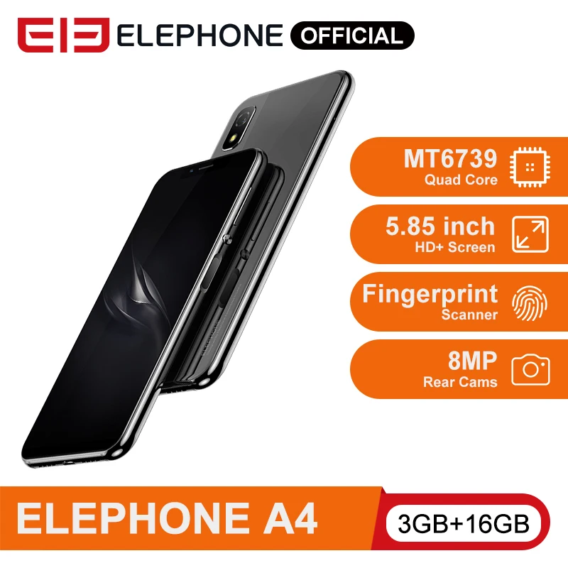 Elephone A4 5 85 ''HD + 18:9 Notch Screen мобильный телефон Android 8 1 четырехъядерный процессор
