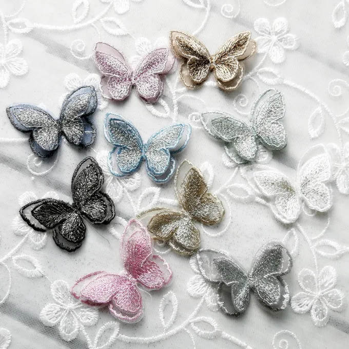 10 шт./лот двухслойная аппликация в виде бабочки кружевная нашивка аксессуары для
