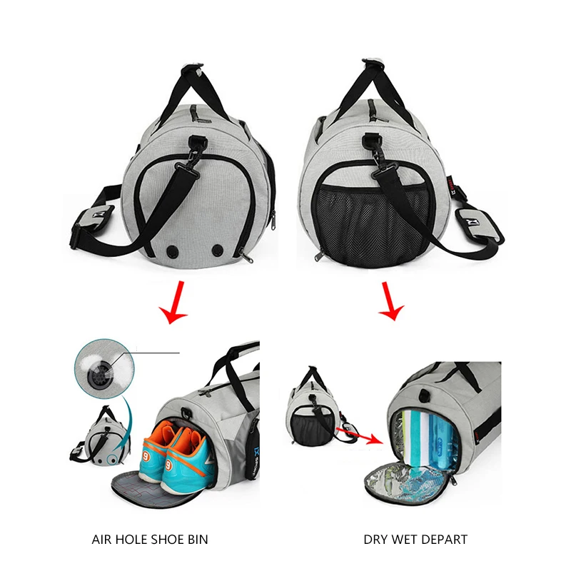 Men's multifunctional sports bag, used for fitness, outdoor training, travel, sports, dry and wet separation
