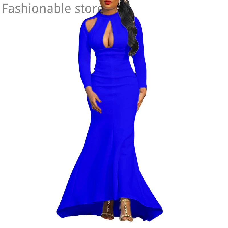 

Женское вечернее платье-Русалка с длинным рукавом и круглым вырезом