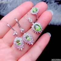 kjjeaxcmy fine jewelry 925 sterling silver natural peridot earrings ring pendant luxury ladies suit support testing