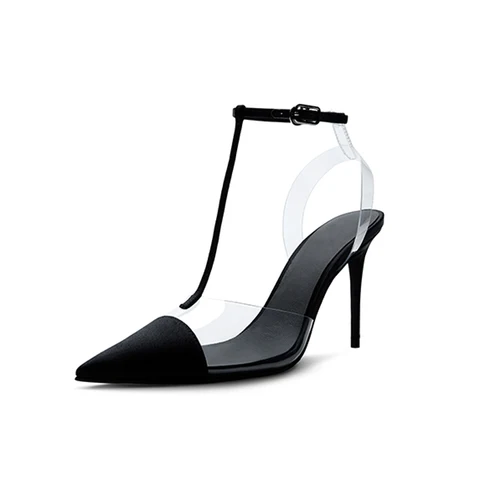 Женские атласные/ПВХ туфли-лодочки LOVIRS с острым носком на высоком каблуке-шпильке с ремешком на щиколотке, Классические Вечерние офисные туфли на каблуке 8,5 см