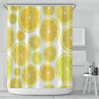 orange and kiwi fruit shower curtain set with 12 hooks bathroom decoration