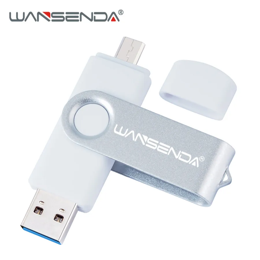 WANSENDA OTG USB флеш-накопитель USB 3,0 высокоскоростной флеш-накопитель 16 ГБ 32 ГБ 64 Гб 128 ГБ 256 ГБ Микро-флеш-накопитель USB флеш-накопитель - Цвет: Белый