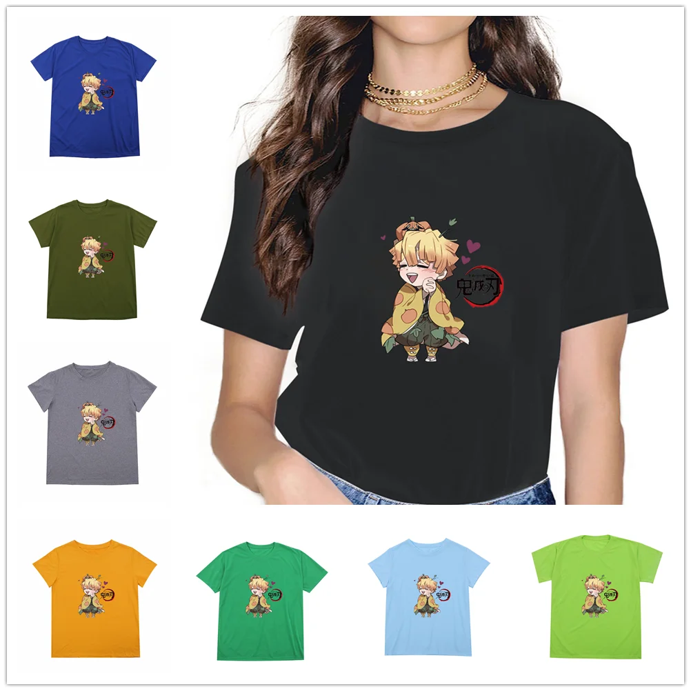 

Demon Slayer Anime Kimetsu No Yaiba Kawaii Zenitsu Print Men Women Unisex Color Tshirts Short Sleeve Clothes Tee Tops Dropship