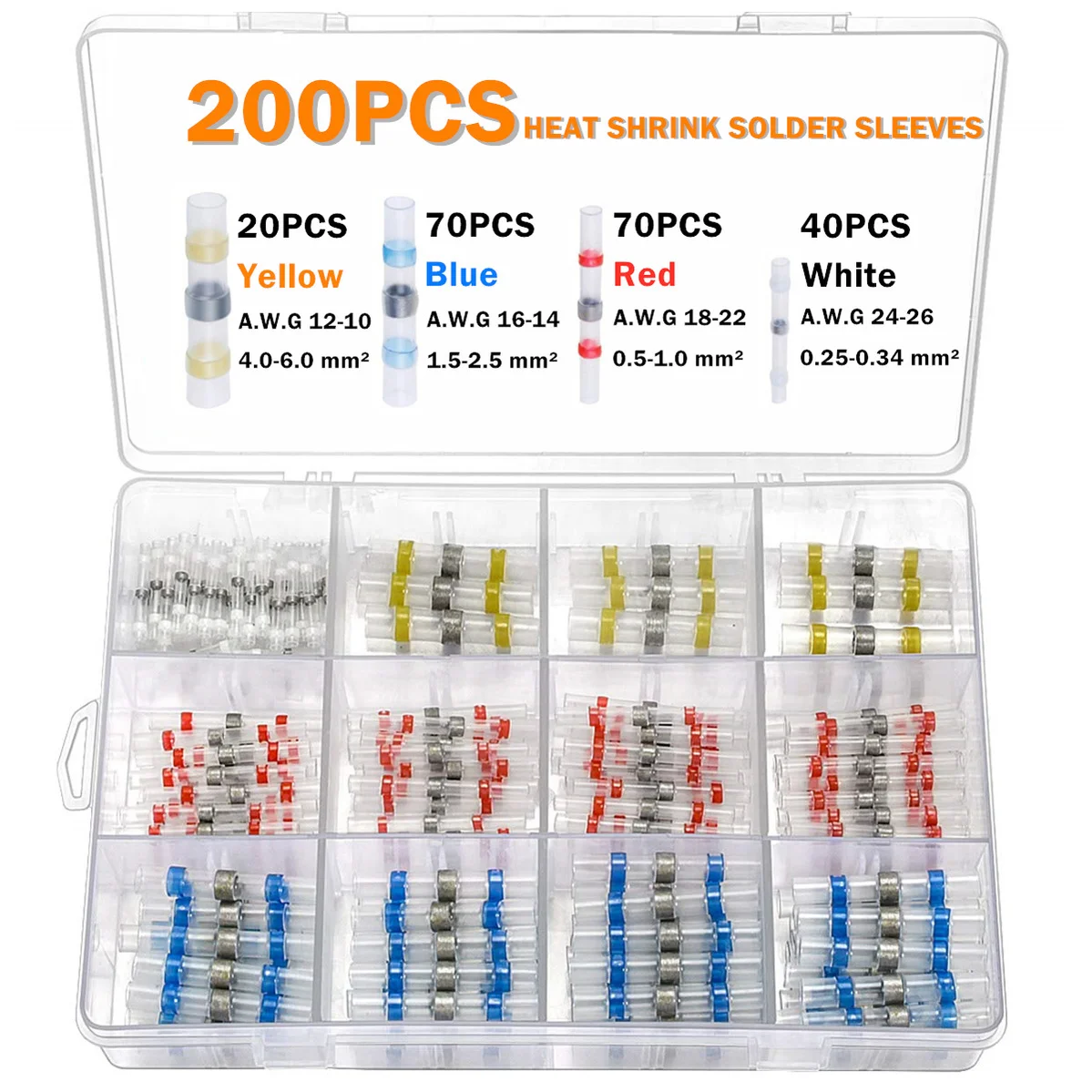 

200PCS Solder Seal Wire Connectors Heat Shrink Electrical Connectors with Solder Ring Insulated Home Waterproof Wire Terminals