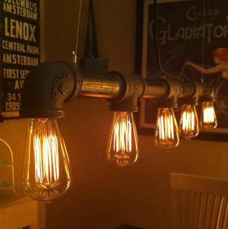 

Edison water pipe pendant light Personalized loft bar counter vintage pendant light Warehouse light study light