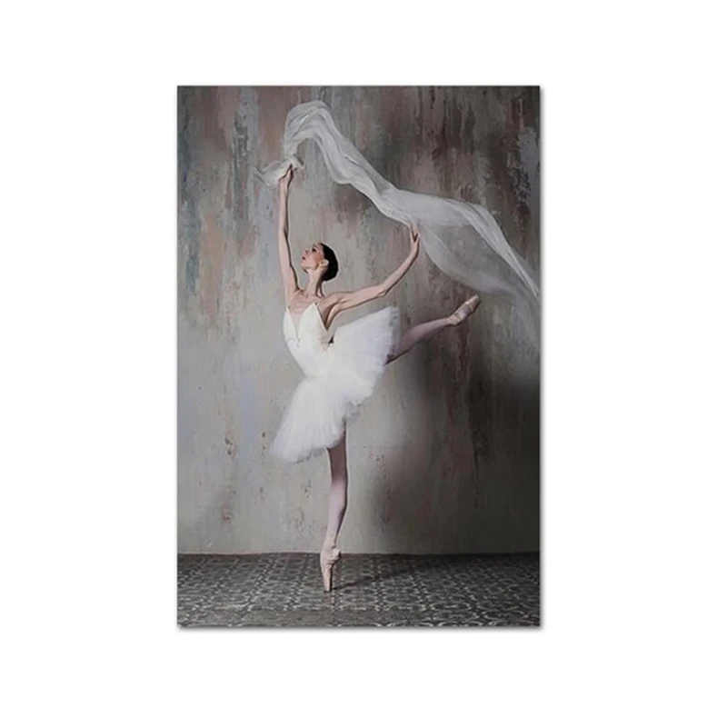 

Wall Art Elegant Ballet Girl Dancing Pose Canvas Painting Portrait Poster and Print for Living Room Bedroom Corridor Decoration