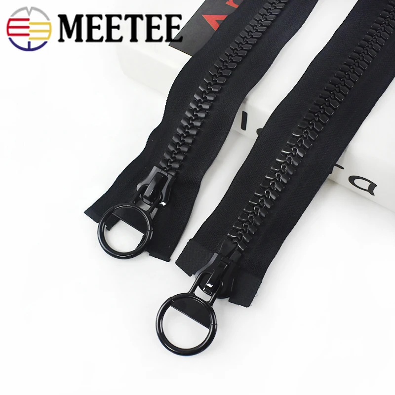 Meetee 20 # очень большие молнии из смолы черные двойные ползунки открытые для шитья