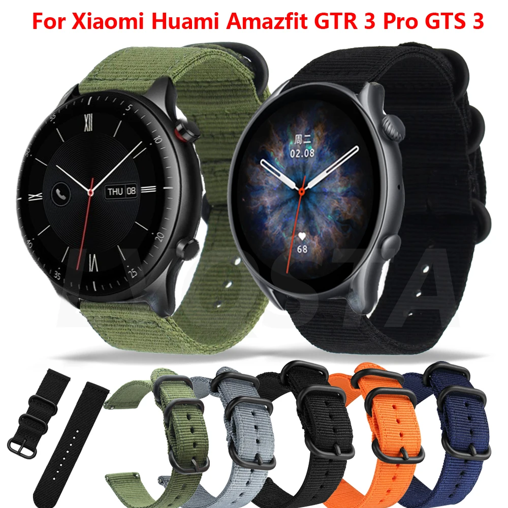 Ремешок для часов Xiaomi Huami Amazfit GTR 3 Pro/2 eSIM нейлоновый браслет в стиле НАТО Huawei GT/2/2E/Pro