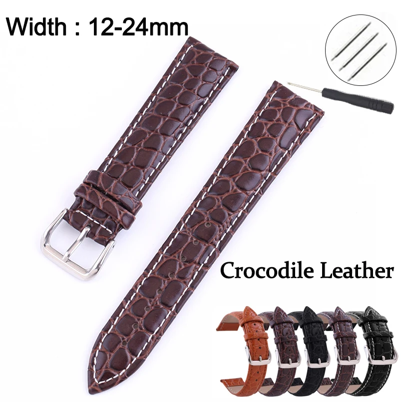 Ремешок из крокодиловой кожи для наручных часов аксессуары ремешка 12 мм 13 14 15 16 17