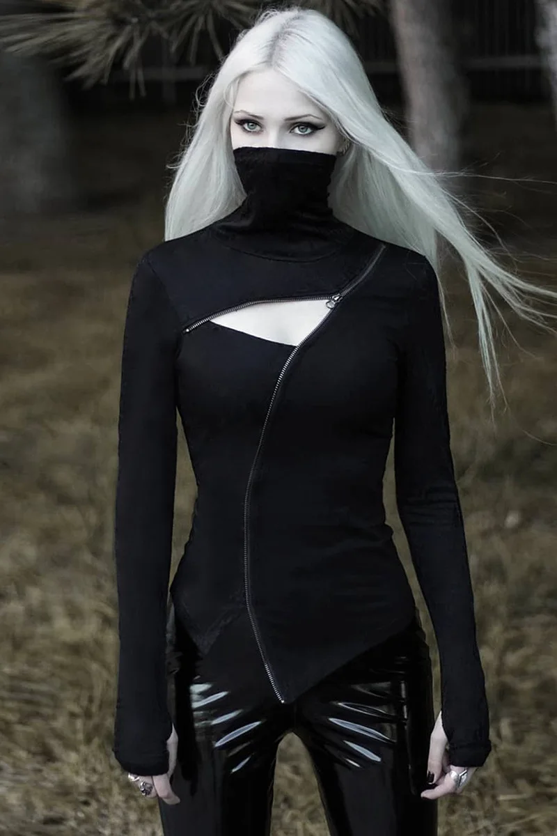 Женский пуловер с длинным рукавом на молнии | Женская одежда