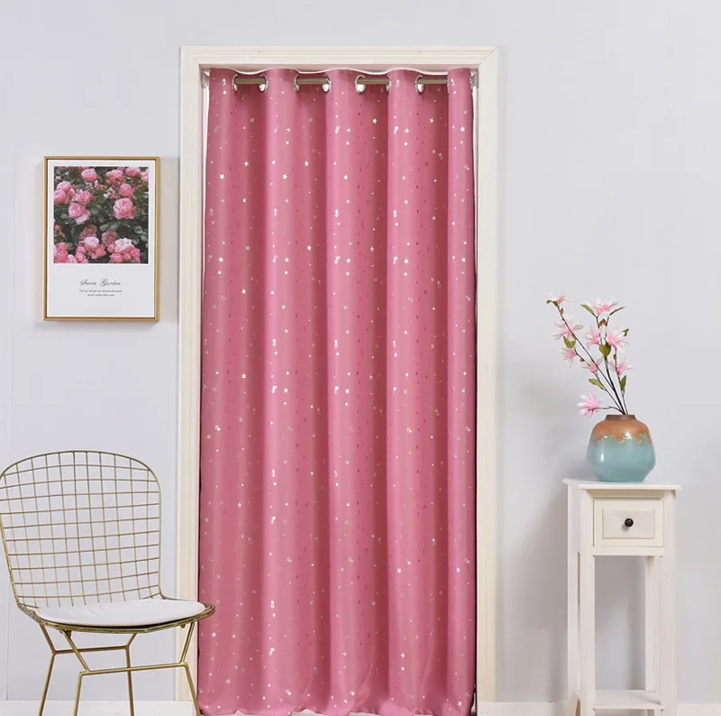 Star Pattern Thermal Door Curtains Blackout Cloth Curtain Grommet Top 5 Colors for Bathroom Kitchen Bedroom Door Balcony DW1233
