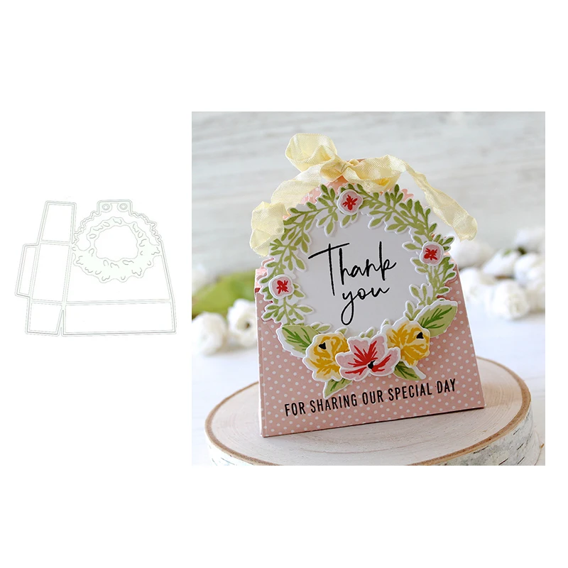 

2021 New Arrival Wreath DIY Gift Box Metal Cutting Dies Scrapbooking Craft Mold Cut Die Stencil Handmade Paper Card Make Model