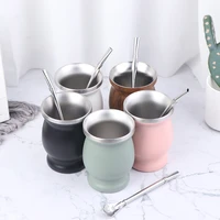 yerba mate gourd set double wall stainless steel mate tea cup and bombilla set includes yerba mate gourd cup with one bombilla
