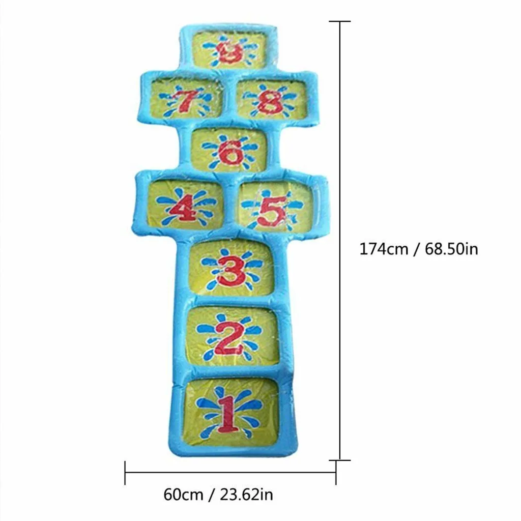 

Hopscotch Game Inflatable Pad Fountain Swimming Pool Indoor Sprinkler Toddler Water Game Play Center for Kids Portable