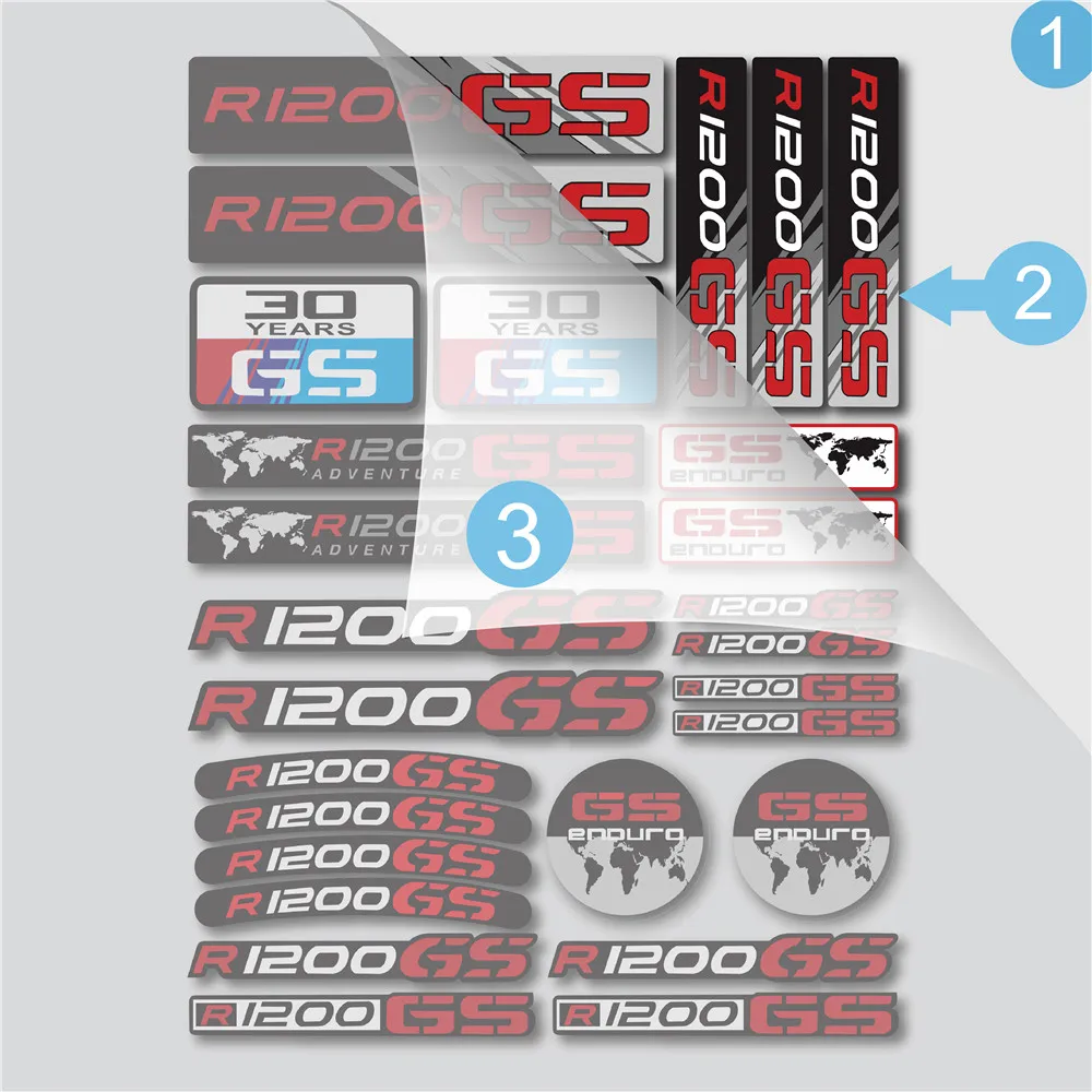 

High Quality For BMW R1200GS R1200 GS r1200gs Motorcycle Reflective Waterproof Fuel Tank Tail Box Logo Stickers decals Kit Set