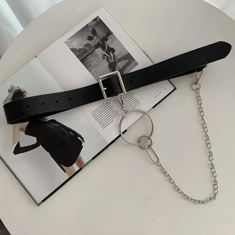 

Fashion Square buckle Belt For Women Fashion Punk Style With Chain Decorative Belt For Jeans Pants Trousers