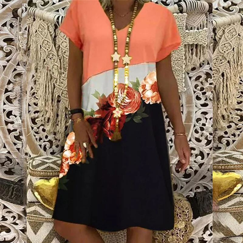 

Платье женское свободного покроя с принтом, Повседневный Сарафан в стиле бохо, большие размеры, лето 2021