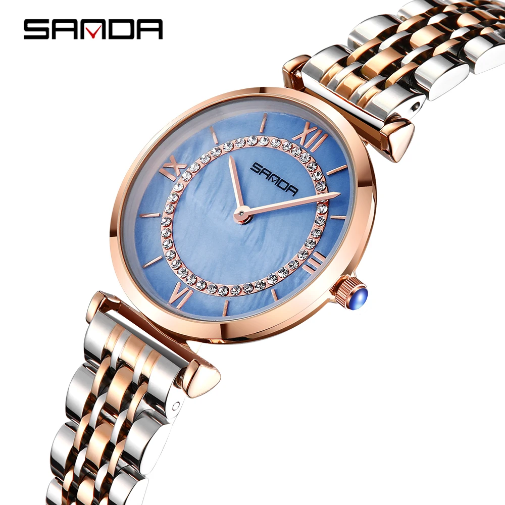 

Часы для женщин женские часы цвета розового золота кварцевые наручные часы из нержавеющей стали, часы с бриллиантами Роскошные Брендовые ж...