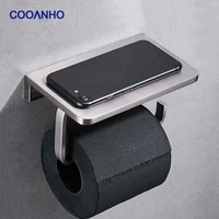 cooanho toilet paper holder with cell phone holder brushed nickel bathroom accessories with wall mounted