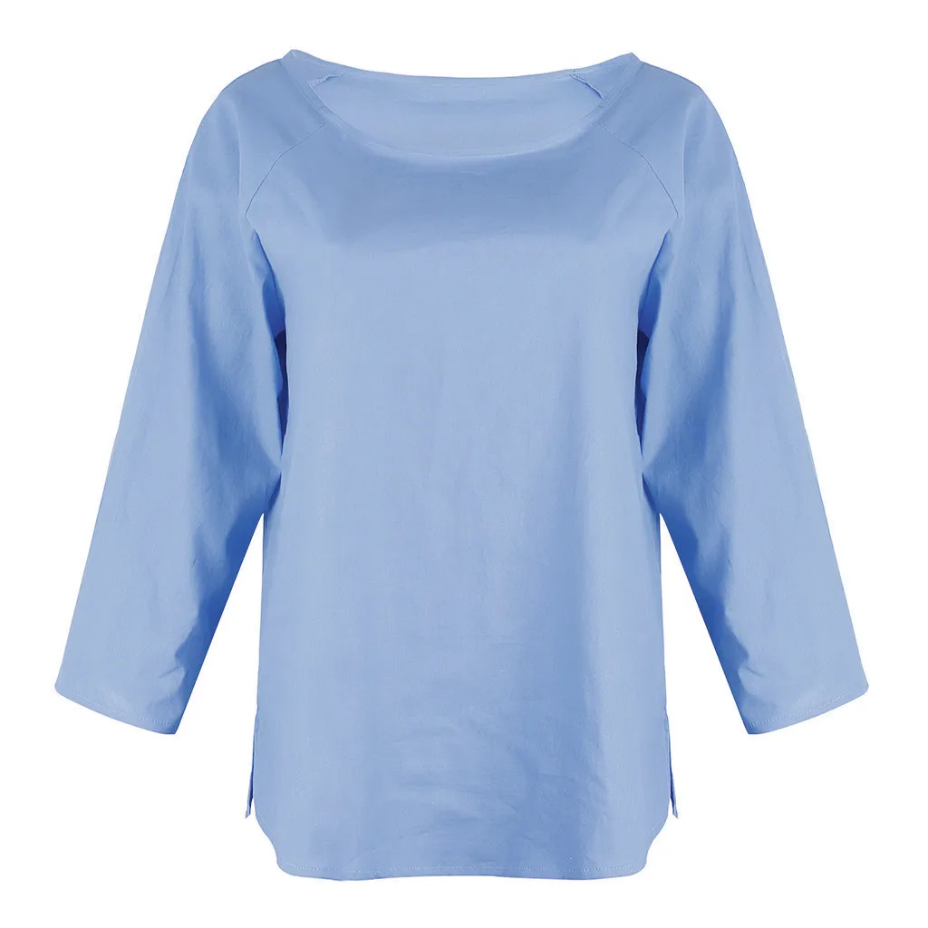 Летнее модное однотонное хлопковое белье блузка женские свободные рубашки с