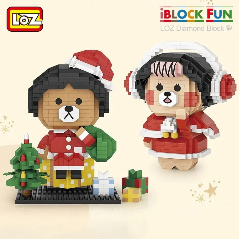

LOZ Christmas Bear B-Family Gift Bear Gulu Micro-particle Diamond Building Blocks Assembled Decompression Toy