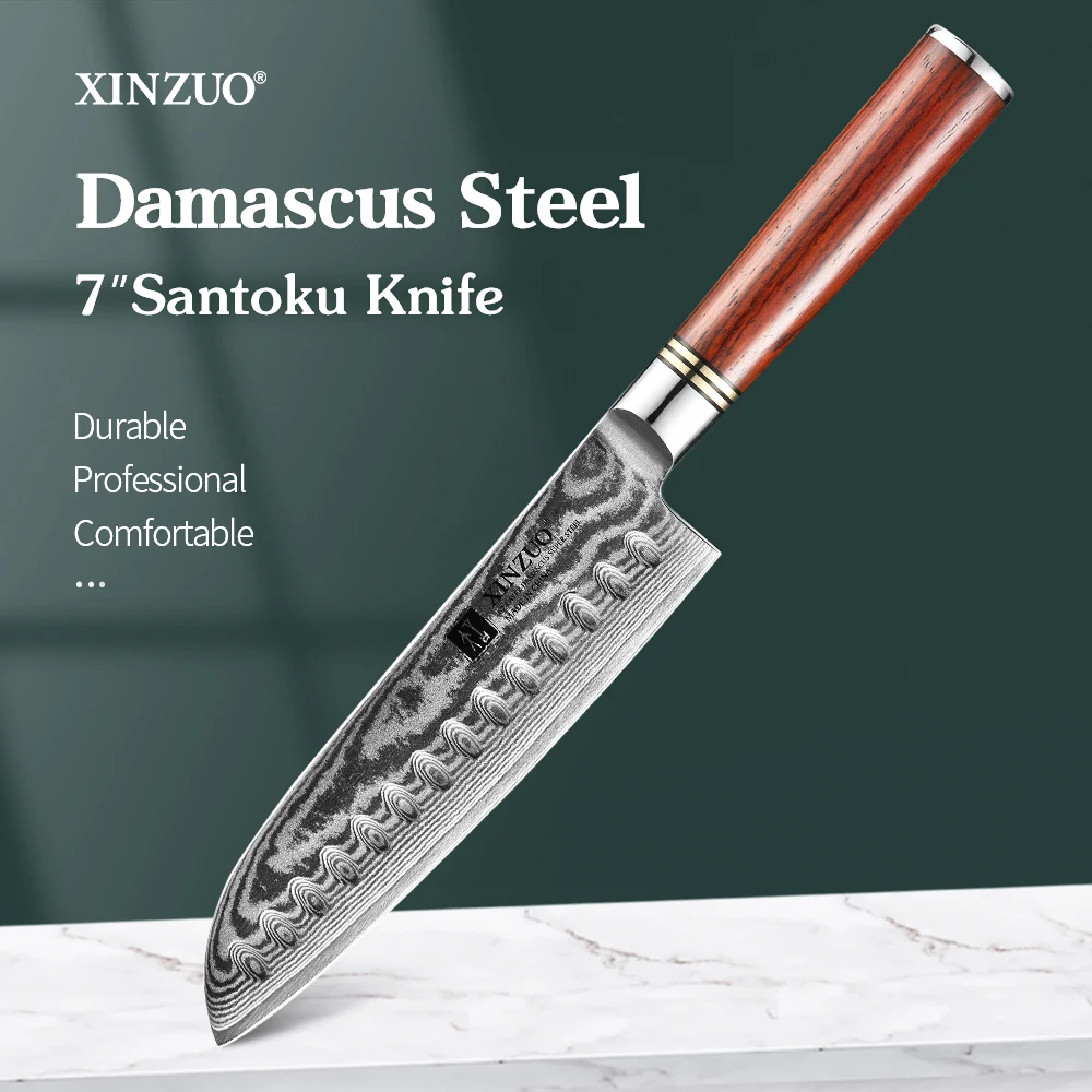 

XINZUO 7'' Inches Santoku Knife High Carbon Damacus Steel Stainless Steel Chef Meat Cleaver Beef knife Janpanse Kitchen Knives