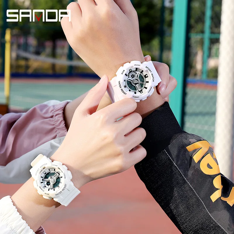 

Relogio Feminino Digital 2021 SANDA Rose Gold White Sport Women Watches Fashion LED Digital Ladies Watch Women montre homme New