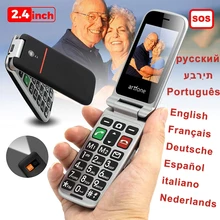 Russian, Hebrew, Portuguese Language Senior Mobile Phone with SOS Emergency Button Flip Big Button Mobile Phone for Elderly